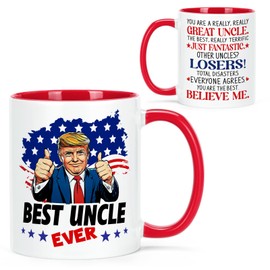 Cabtnca Uncle Gifts, Trump Best Uncle Ever Mug, Fathers Day Christmas Birthday Gifts from Niece Nephew, 11 Oz