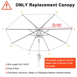 MASTERCANOPY Patio Umbrella 9 ft Replacement Canopy for 8 Ribs-Creamy White Canopy Only