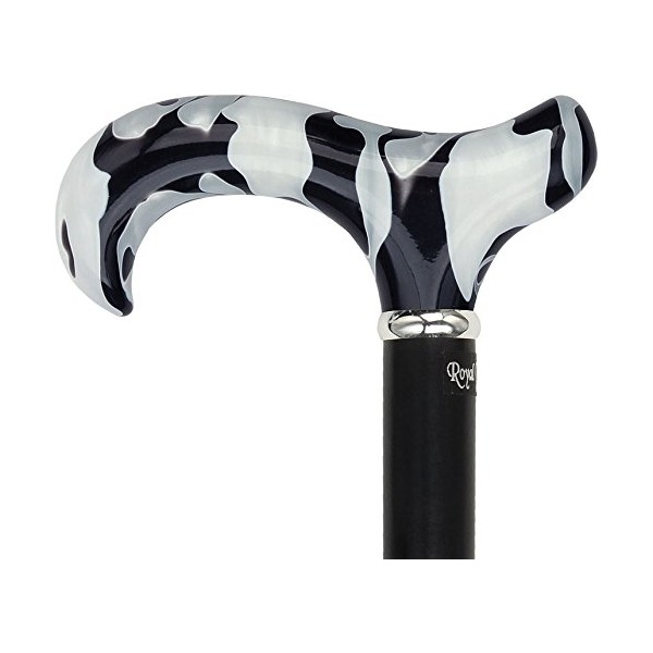 Black Onyx Derby Walking Cane with Black Beechwood Shaft and Silver Collar