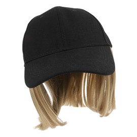 Healeved Baseball Cap with Wig Hat Sun Hat with Hair Attached Cap Wigs Women Hair Extensions Short Straight