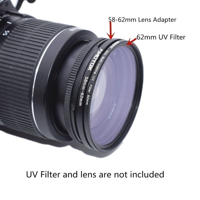 58mm to 62mm Camera Filter Ring Compatible with All 58mm
