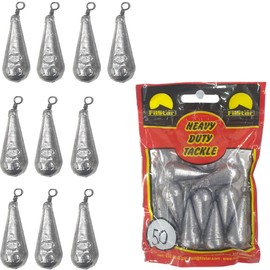 PRO FILSTAR Pear Lead Set 10 x 50 g - Lead Fishing with Swivel - Fishing Lead Set - Ground Fishing - Ground Lead Fishing - Lead Weight - Fishing Weights - Lead Weights - Drop Lead - Carp Lead