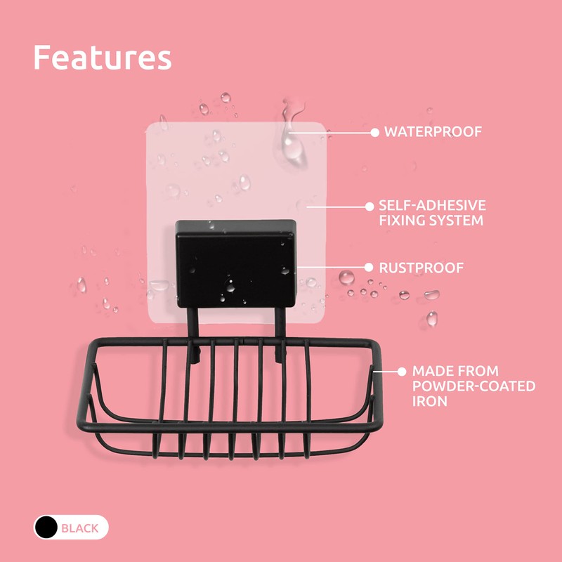 Compactor Soap Dish, Iron, Black, 11.5 x 9.5 x 10cm