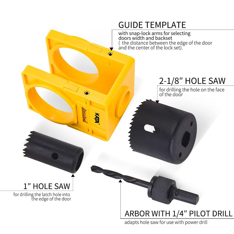KATA 1-3/8" - 1-3/4" Door Lock Installation Kit for Wooden
