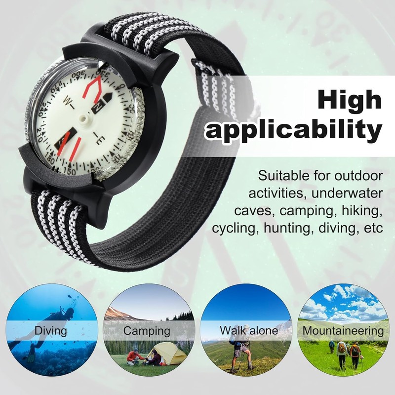 eROOSY Wrist Compass, Waterproof Diving Compass Night Vision, Compass Outdoor