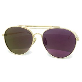 RAKOSTA c2947 Oversized Mirrored Retro Flat Aviator Women Men Vintage Sunglasses (PURPLE, METAL FRAME)