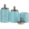 American Atelier 1182144-BL Blue Antique Set of 3 Canisters,60, 74.5,