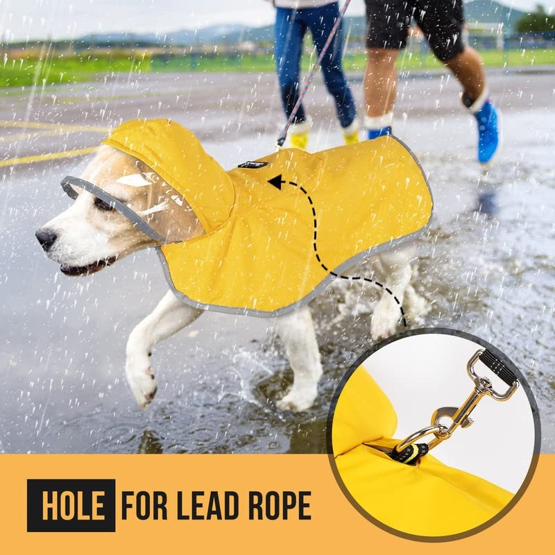 SlowTon Dog Raincoat, Adjustable Dog Rain Jacket Clear Hooded Double