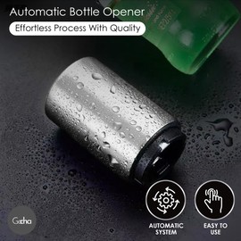 GOCHA Gadgets | Magnetic Bottle Opener | Bottle Cap Opener | Automatic Magnetic Beer Opener | Stainless Steel Magneitc Bottle Cap Catcher | Push & Pull Magnet Bottle Opener | Pack of 1 (Silver)
