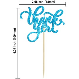 24 piezas de adornos para magdalenas de agradecimiento con purpurina para cumpleaños, aniversario, día de Acción de Gracias, boda, despedida de soltera, fiesta, decoración de pasteles, suministros de decoración de pasteles, color azul