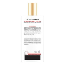 L'Oréal Paris UV Defender Fluido Invisible FPS 50+, Protección solar facial ligero, previene y reduce manchas y arrugas, con Ácido Hialurónico 40ml