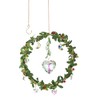 Decorative Floral Crystal Suncatcher, Green Leaf Garland with Red Flowers
