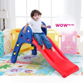 BABY JOY Baby Joy Folding Slide, Indoor First Slide Plastic Play Slide Climber Kids (Ellipse Rail)
