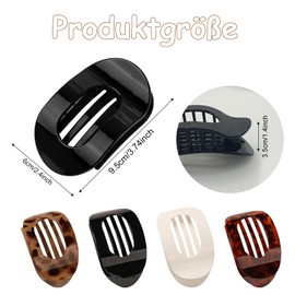 Huotflame Haarklammer 4 Stück für Damen – Flat Hair Claw Clip, Rutschfest Haarspangen, Starker Halt für Dünnes & Dickes Haar – Oval Claw Clips 9,5 cm für Zuhause, Büro, Sport, Auto