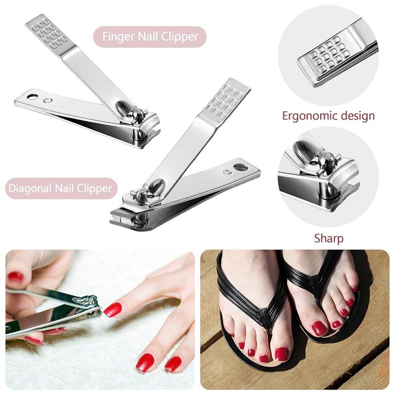 No Brand 8-Piece Set PU khaki Manicure Tool Set Stainless
