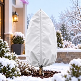 Winter Plant Protection Cover Bag with Zipper & Drawstring – Breathable Non-Woven Frost Cover for Outdoor Plants, Shrubs & Trees