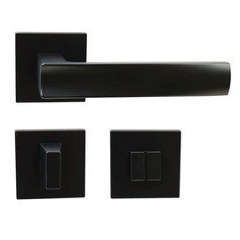 FELGNER Bolzano Door Handle Set for Bathroom and Toilet, High-Quality Modern Door Panel, Door Handles, Door Handle Door Fitting, Rosette for Interior Doors, Room Doors, Matte Black