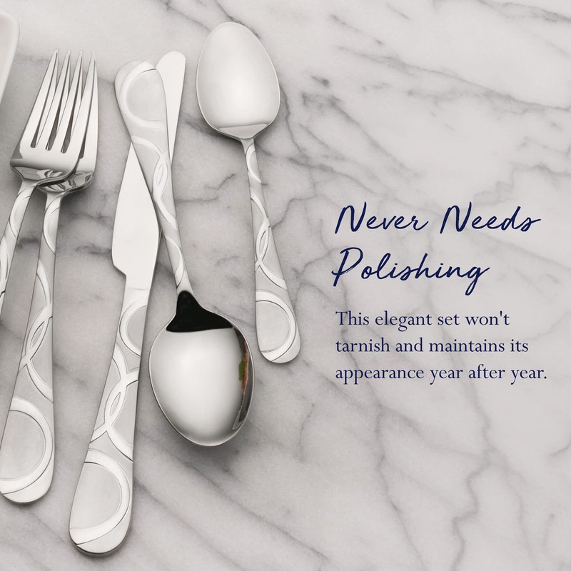 Pfaltzgraff Garland Frost 53-Piece Stainless Steel Flatware Serving Utensil Set