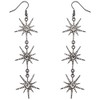 Lux Accessories Hematite Three Tier Starburst Special Occasion Dangle Earrings