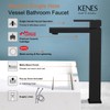 KENES Matte Black Bathroom Faucet Single Handle Tall Vessel Sink