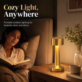 Rechargeable Table Lamp for Bedside & Dining – Cordless 3-Color Touch Light with Stepless Dimming for Home, Bar & Patio