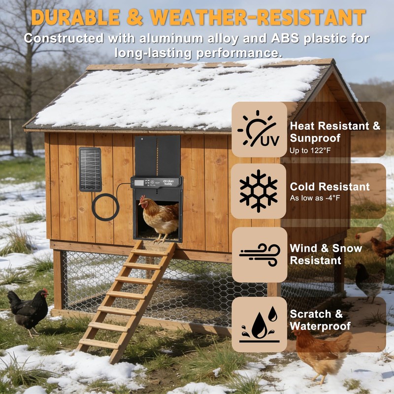 Solar-Powered Automatic Chicken Coop Door with LCD Display, Timer &