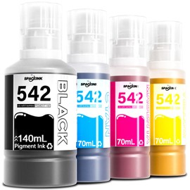 Spaceink 542 Ink Refill Bottles Compatible for Ecotank Pro ET-5150 ET-5170 ET-5180 ET-5800 ET-5850 ET-5880 ET-16600 ET-16650 Printers, 542 Ink Bottle for ST-C5000, Pigment Ink 542 Combo Pack(BK C M Y)