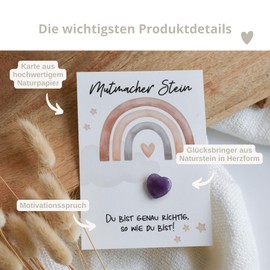 Geschenk Glücksbringer zur Einschulung | Regenbogen in Beige | Mutmacher Stein zum Schulstart | Mutstein Einschulungsgeschenk Schulkind 2025 | Für Kinder - Mädchen und Jungen