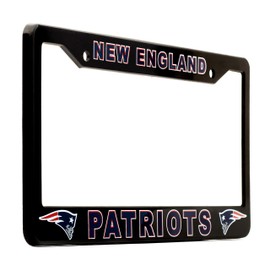 EliteAuto3K License Plate Frame Cover for New England Patriots Fans – Black – 12.25” x 6.25” - Ideal Gift for Sports Fans & Supporters – Slim Design