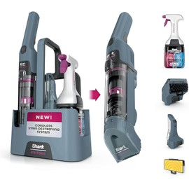 Shark StainForce Cordless Portable Spot, Stain, & Odor Remover System for Carpets, Area Rugs, Upholstery, Stairs, with Storage Caddy, Accessories, and Full-Size Cleaning Solution, HX105 (Renewed)