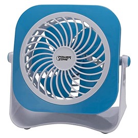PowerZone Dual Powdered Table Fan, 2 Speeds, Plastic, 4 In W