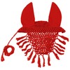 Derby Originals Crochet Horse Fly Veil Ear Bonnet with Fringe,Red,Full
