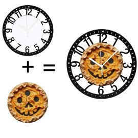 25cm Round Iron Clock Featuring a Frankenstein Monster Boltssheet size: 10 inch, color: Black