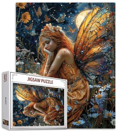 Tucocoo Butterfly Fairy Jigsaw Puzzle, 1000 Pieces, Jigsaw Puzzles for Adults, Wildflowers, Puzzles for Demanding Family Activities, Colourful DIY Puzzle for Home Decoration, Gifts, 50 x 70 cm