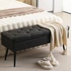 CUYOCA Storage Ottoman Bench, 40" Faux Leather Tufted Entryway Bench,