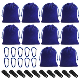 SANLIUSANJIU Portable Weight Bag for Gazebo Curtains Outdoor, 10 Weight Bags + 10 Carabiners + 10 Clips, Outdoor Curtains Tents Tablecloths Windproof Sandbag Weight Bag (Blue)