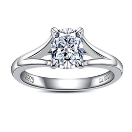 AimiIee Cushion Cut Moissanite Engagement Rings for Women 2CT D Color VVS1 Clarity 925 Sterling Silver Wedding Promise Anniversary Rings with Certificate Size 6.5