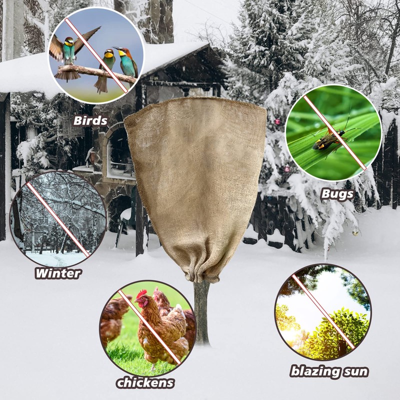 6 Pack 24” × 40” Burlap Winter Plant Cover Bags
