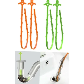 2x Sink Unblocker Drain Unblocker Tool, Sink Snake, Plastics Hair Snake, Hair Remover for Sewer, Kitchen, Sink Bathroom, Clogged Drains in Shower, Hair Catcher for Bathroom, Kitchen, Bathtub (Green)