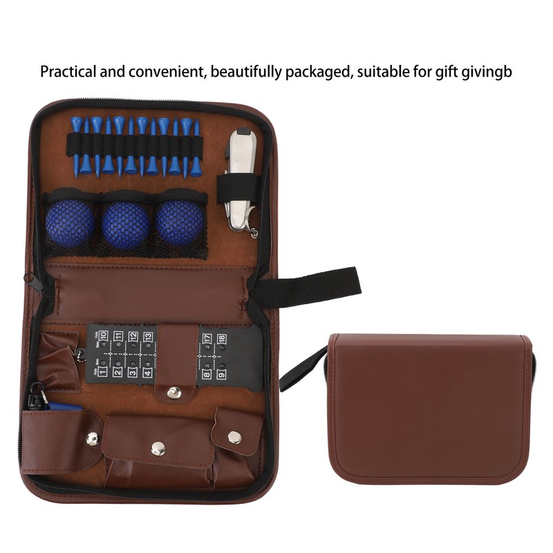 6 in 1 Golf Accessory Bag PU Leather with Tees