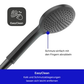 Duravit Duravit Universal Duschkopf, Duschbrause mit Strahlart Rain, Handbrause rund (? 110 mm), Brausekopf mit reinigungsfreundlichen Silikonnoppen, Schwarz Matt
