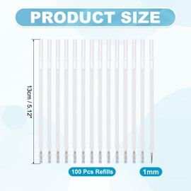 PATIKIL 100 Pcs Erasable Gel Pens Refills, 1mm Heat Erasable Pens Refills for Fabric Disappearing Ink Fabric Marking Pen for Sewing Quilting Writing, White Ink