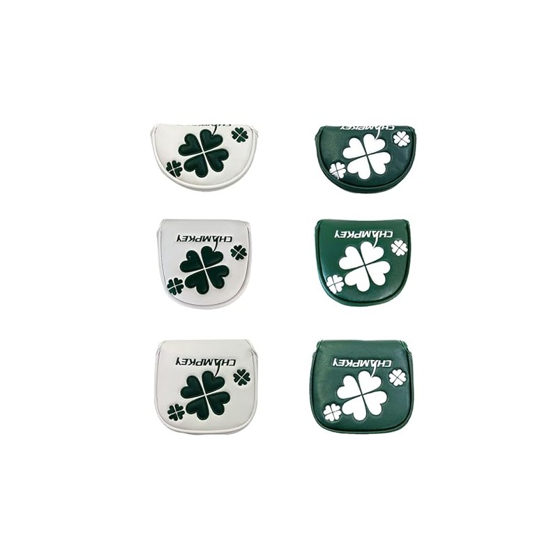 Golf Headcover Putter Cover Mallet Magnetic Closure Center Shaft Clover