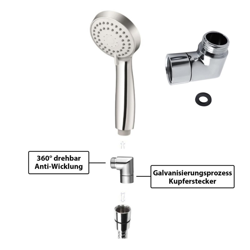 VZU Shower Head Extension 90 Degree Hand Shower Adapter, Shower