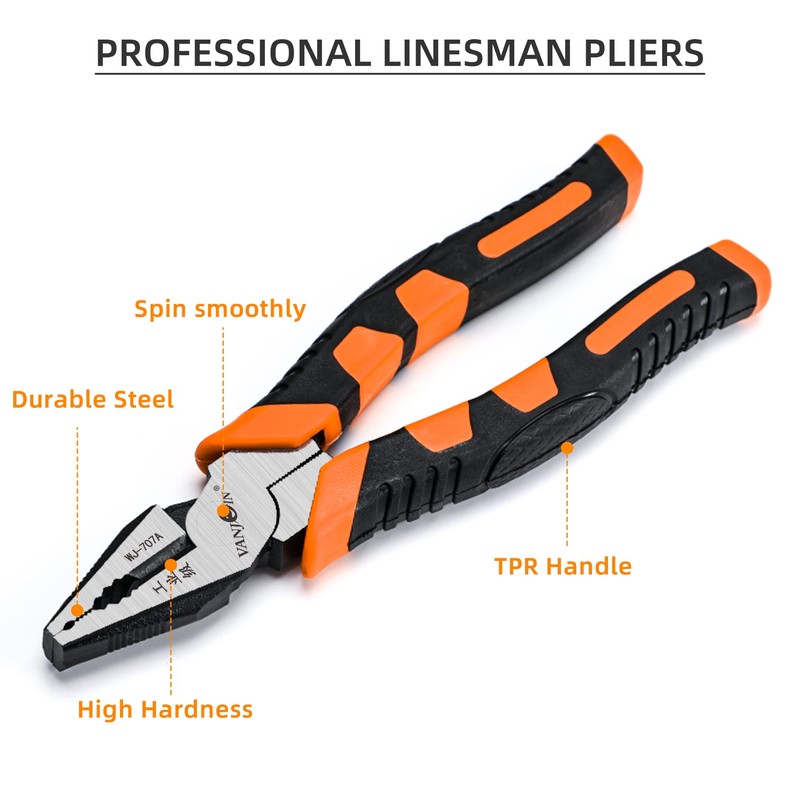 VANJOIN Linesman Pliers, 7 inch/8 inch/9 inch High Leverage Linesman