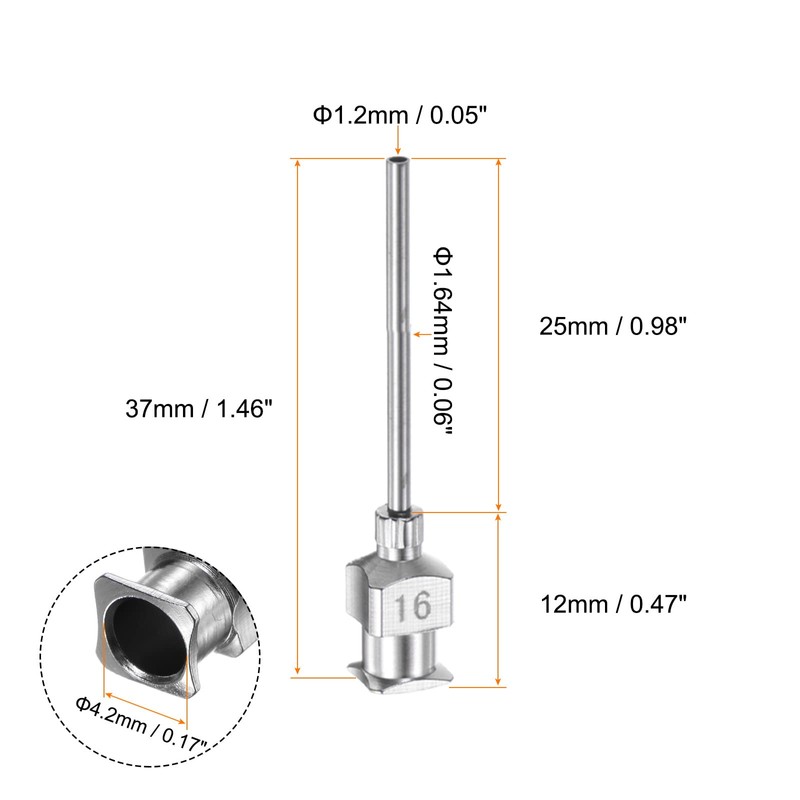 sourcing map 10pcs 16G Stainless Steel Dispensing Needles 1" Glue