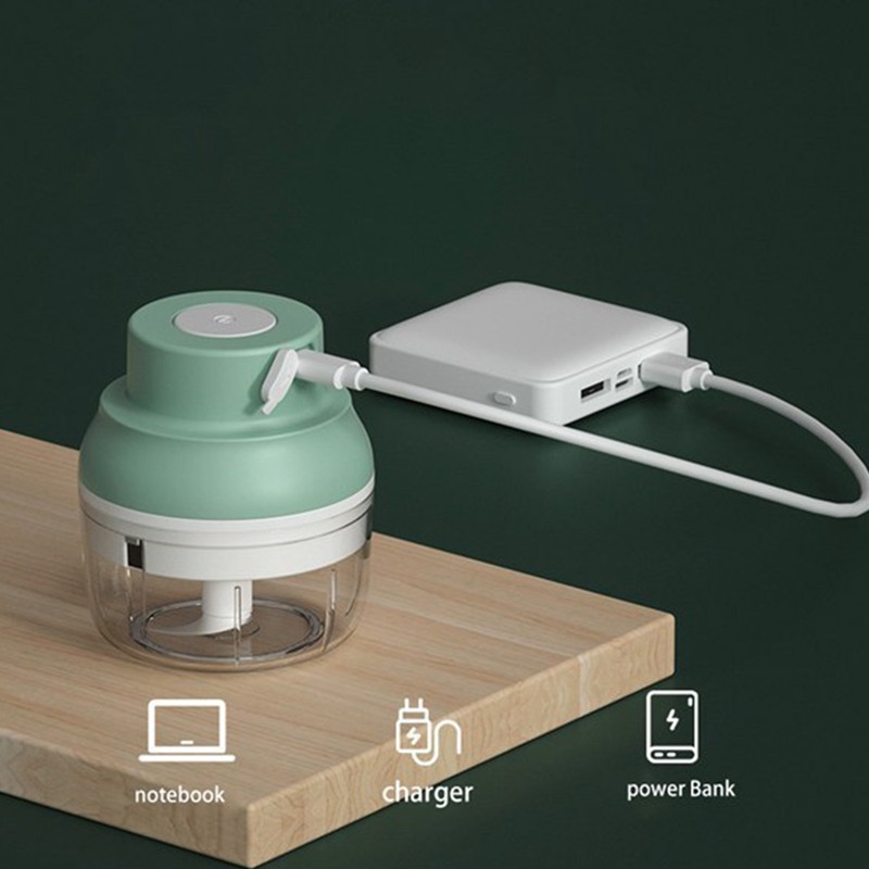 Electric Garlic Chopper USB Charging Cordless 3 Blades Garlic Masher