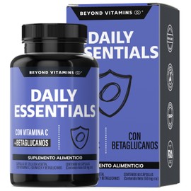 Beyond Vitamins | Daily Essentials con Vitamina C y Betaglucanos | Raíz de Jengibre, Ajo, Orégano, Zinc y Vitamina D3 | Fórmula Precisa | Cápsulas veg