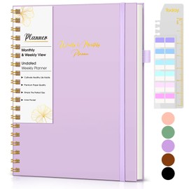 Undated Weekly and Monthly Planner, B5 Large Weekly To Do List Notebook with Goal & Habit Tracker Organizer, Hardcover Spiral Bound Blank Weekly Monthly Planner for Work School Home 7.4" x 9.64"Purple