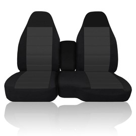 EDIETH Front 60/40 Split Bench Seat Covers with Console Armrest Seat Cover-Black Fit for Chevy Colorado GMC Canyon 2004 2005 2006 2007 2008 2009 2010 2011 2012